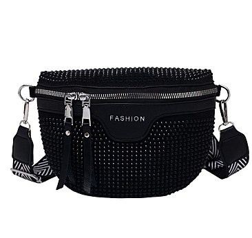 RHINESTONE ZIRCONIA CROSS-BODY & FANNY PACK