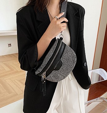 RHINESTONE ZIRCONIA CROSS-BODY & FANNY PACK