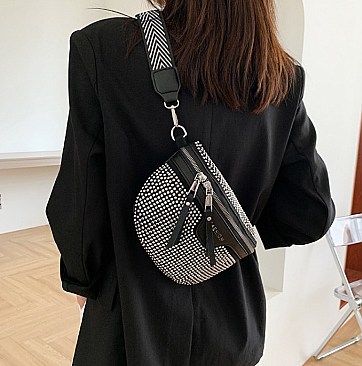 RHINESTONE ZIRCONIA CROSS-BODY & FANNY PACK