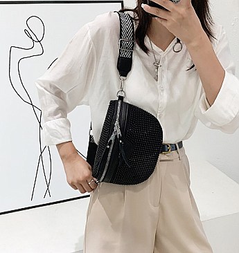 RHINESTONE ZIRCONIA CROSS-BODY & FANNY PACK