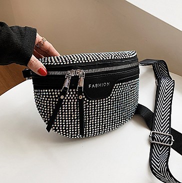 RHINESTONE ZIRCONIA CROSS-BODY & FANNY PACK