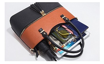 4 In 1 Stylish Two Tone Tote Bag & Clutch Set