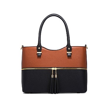 4 In 1 Stylish Two Tone Tote Bag & Clutch Set
