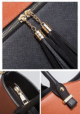4 In 1 Stylish Two Tone Tote Bag & Clutch Set