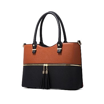 4 In 1 Stylish Two Tone Tote Bag & Clutch Set