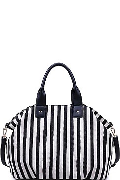 LUXURY BALI STRIPED CANVAS FASHION SATCHEL WITH LONG STRAP JY-17441ML