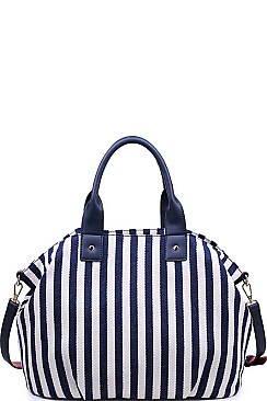 LUXURY BALI STRIPED CANVAS FASHION SATCHEL WITH LONG STRAP JY-17441ML