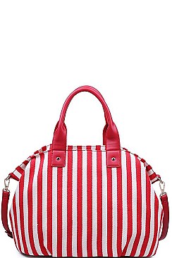 LUXURY BALI STRIPED CANVAS FASHION SATCHEL WITH LONG STRAP JY-17441ML