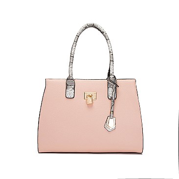3 IN 1 TEXTURED LEATHER SATCHEL ANIMAL PRINT CLUTCH SET