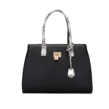 3 IN 1 TEXTURED LEATHER SATCHEL ANIMAL PRINT CLUTCH SET