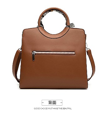 3 IN 1 CROCODILE SCARFED ROUND HANDLE SATCHEL SET