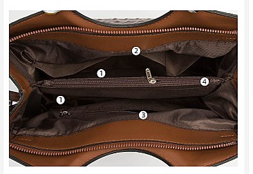 3 IN 1 CROCODILE SCARFED ROUND HANDLE SATCHEL SET