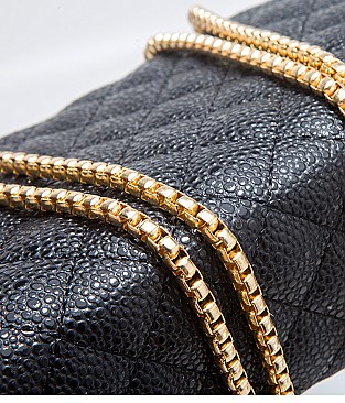 Quilted Stoned Crown Emblemed Cross Body Shoulder Bag