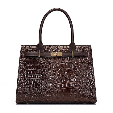 PATENT CROCODILE QUALITY PADLOCK SATCHEL