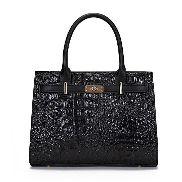 PATENT CROCODILE QUALITY PADLOCK SATCHEL