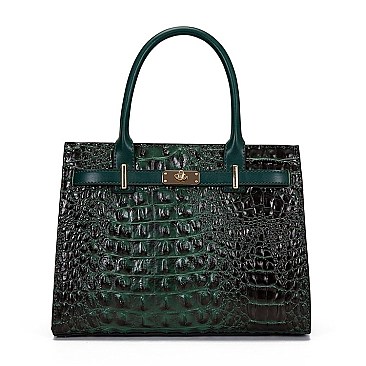PATENT CROCODILE QUALITY PADLOCK SATCHEL