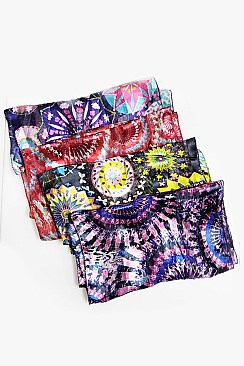 PACK OF (12 PCS) Kaleidoscope Print Silky Scarves