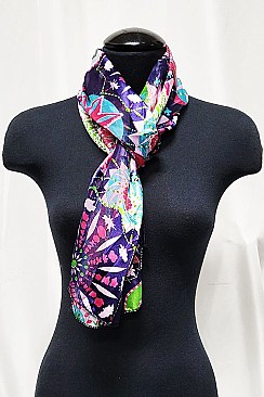 PACK OF (12 PCS) Kaleidoscope Print Silky Scarves