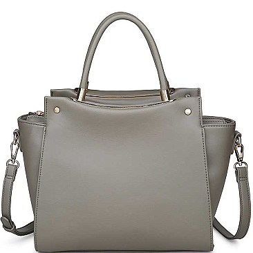 LUXURIOUS VEGAN LEATHER GREYSON LONG STRAP SATCHEL JY17811