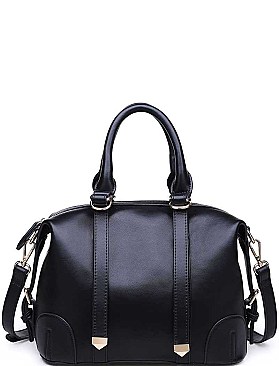 LUXURY GENEVIEVE SMOOTH VEGAN SATCHEL BAG WITH LONG STRAP JY-18066
