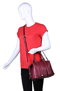LUXURY GENEVIEVE SMOOTH VEGAN SATCHEL BAG WITH LONG STRAP JY-18066