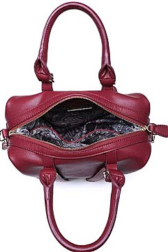 LUXURY GENEVIEVE SMOOTH VEGAN SATCHEL BAG WITH LONG STRAP JY-18066