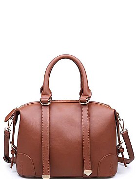 LUXURY GENEVIEVE SMOOTH VEGAN SATCHEL BAG WITH LONG STRAP JY-18066