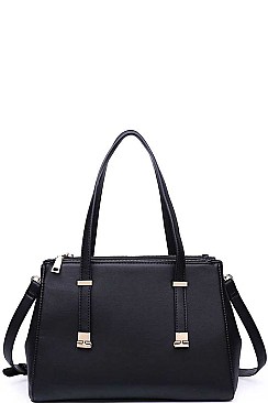 SMOOTH VEGAN LEATHER LUXURY JAMESON SATCHEL BAG JY-18354