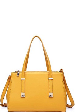 SMOOTH VEGAN LEATHER LUXURY JAMESON SATCHEL BAG JY-18354