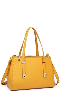 SMOOTH VEGAN LEATHER LUXURY JAMESON SATCHEL BAG JY-18354