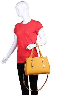SMOOTH VEGAN LEATHER LUXURY JAMESON SATCHEL BAG JY-18354