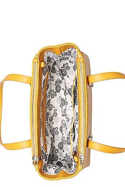 SMOOTH VEGAN LEATHER LUXURY JAMESON SATCHEL BAG JY-18354