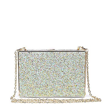 POSH LUXURY EDITH GLITTER BOX CLUTCH WITH SLING CHAIN JY-18389G