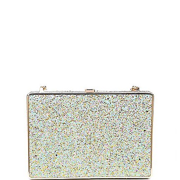 POSH LUXURY EDITH GLITTER BOX CLUTCH WITH SLING CHAIN JY-18389G