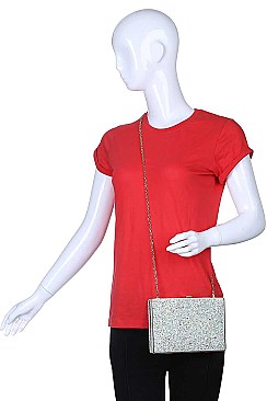 POSH LUXURY EDITH GLITTER BOX CLUTCH WITH SLING CHAIN JY-18389G