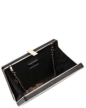 POSH LUXURY EDITH GLITTER BOX CLUTCH WITH SLING CHAIN JY-18389G