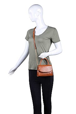 LUXURY MODERN CROC TALIA FAUX LEATHER CROSSBODY BAG