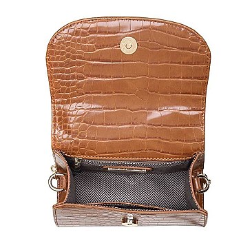 LUXURY MODERN CROC TALIA FAUX LEATHER CROSSBODY BAG