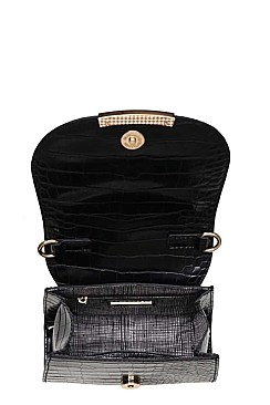 ADJUSTABLE STRAP VEGAN LEATHER MINI CROSS BODY BAG