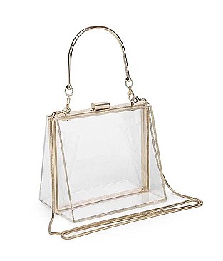 TRENDY POLLY CLEAR EVENING HANDLE CLUTCH BAG