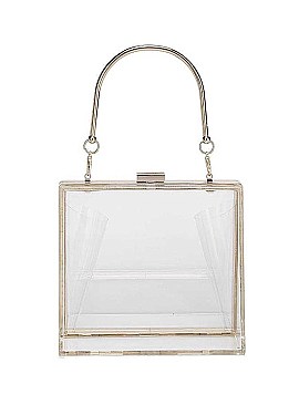 TRENDY POLLY CLEAR EVENING HANDLE CLUTCH BAG