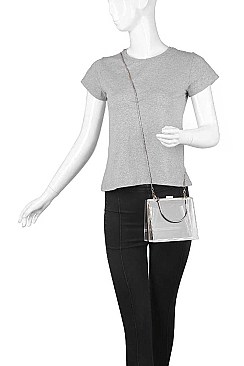 TRENDY POLLY CLEAR EVENING HANDLE CLUTCH BAG