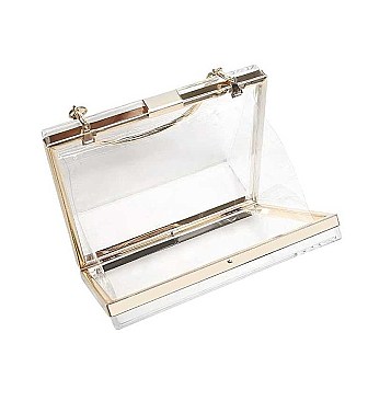 TRENDY POLLY CLEAR EVENING HANDLE CLUTCH BAG