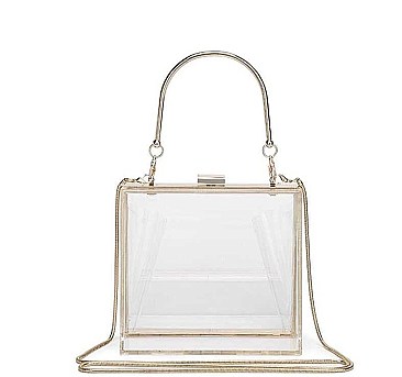 TRENDY POLLY CLEAR EVENING HANDLE CLUTCH BAG