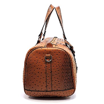 Ostrich Print Embossed 2 in 1 Weekender Duffel Bag