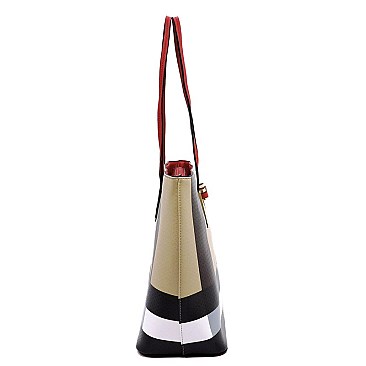 3 IN 1 Plaid Check Bow Tote