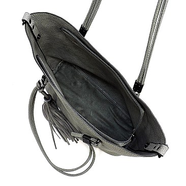 2-in-1 Pebble Textured Shopper Bag