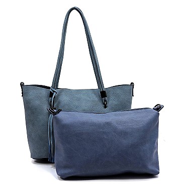 2-in-1 Pebble Textured Shopper Bag