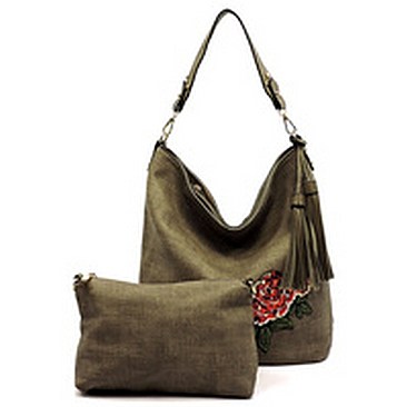 Textured Sequin Embroidered Flower 2-in-1 Bucket