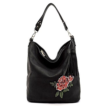 Textured Sequin Embroidered Flower 2-in-1 Bucket